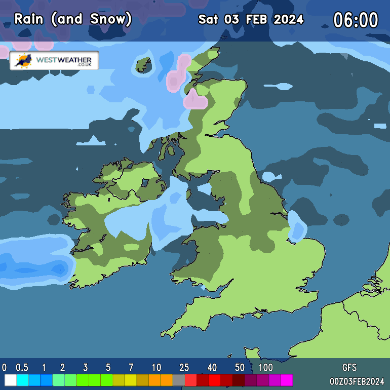 UK temp and Snow Chart GFS